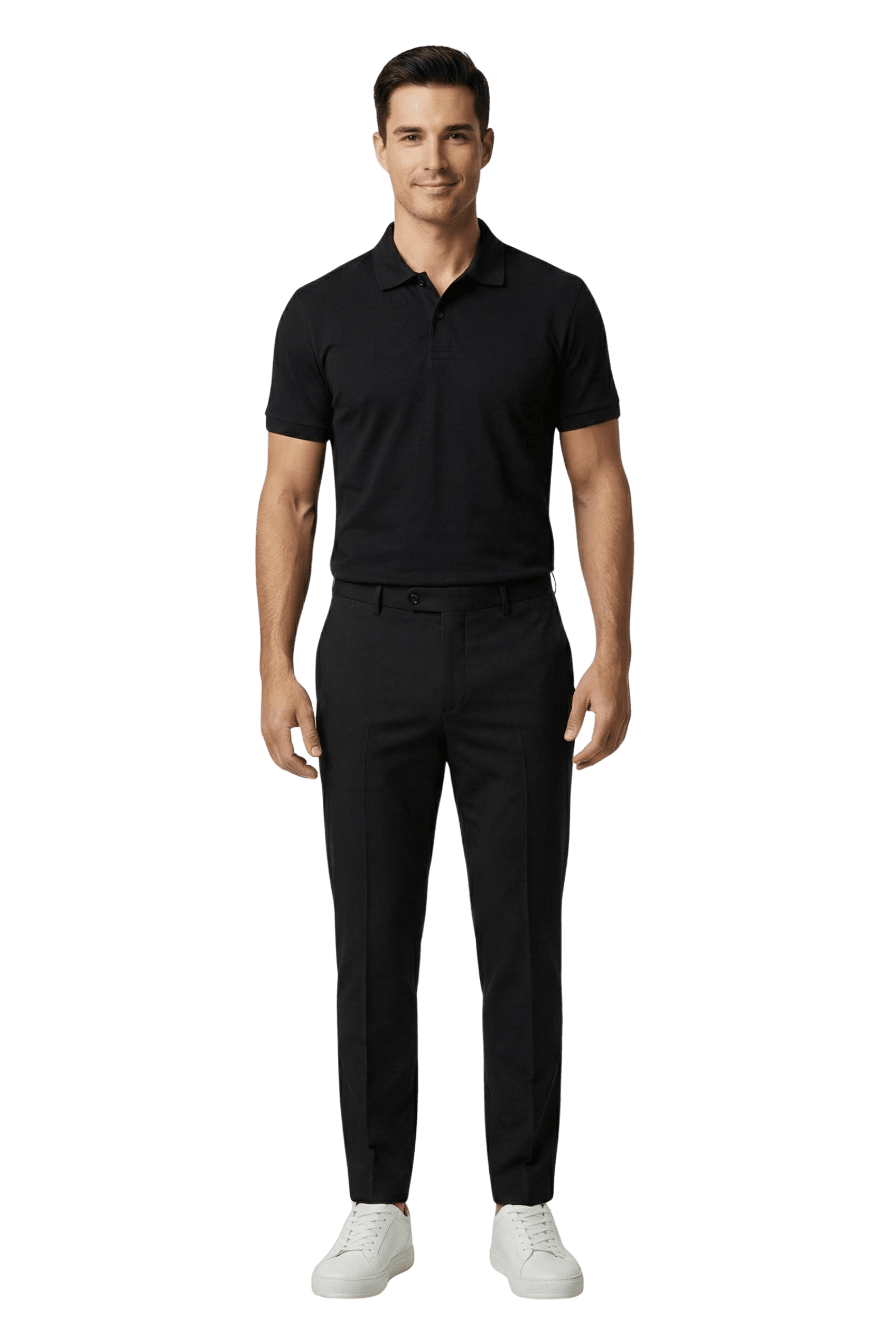 Male model in black outfit