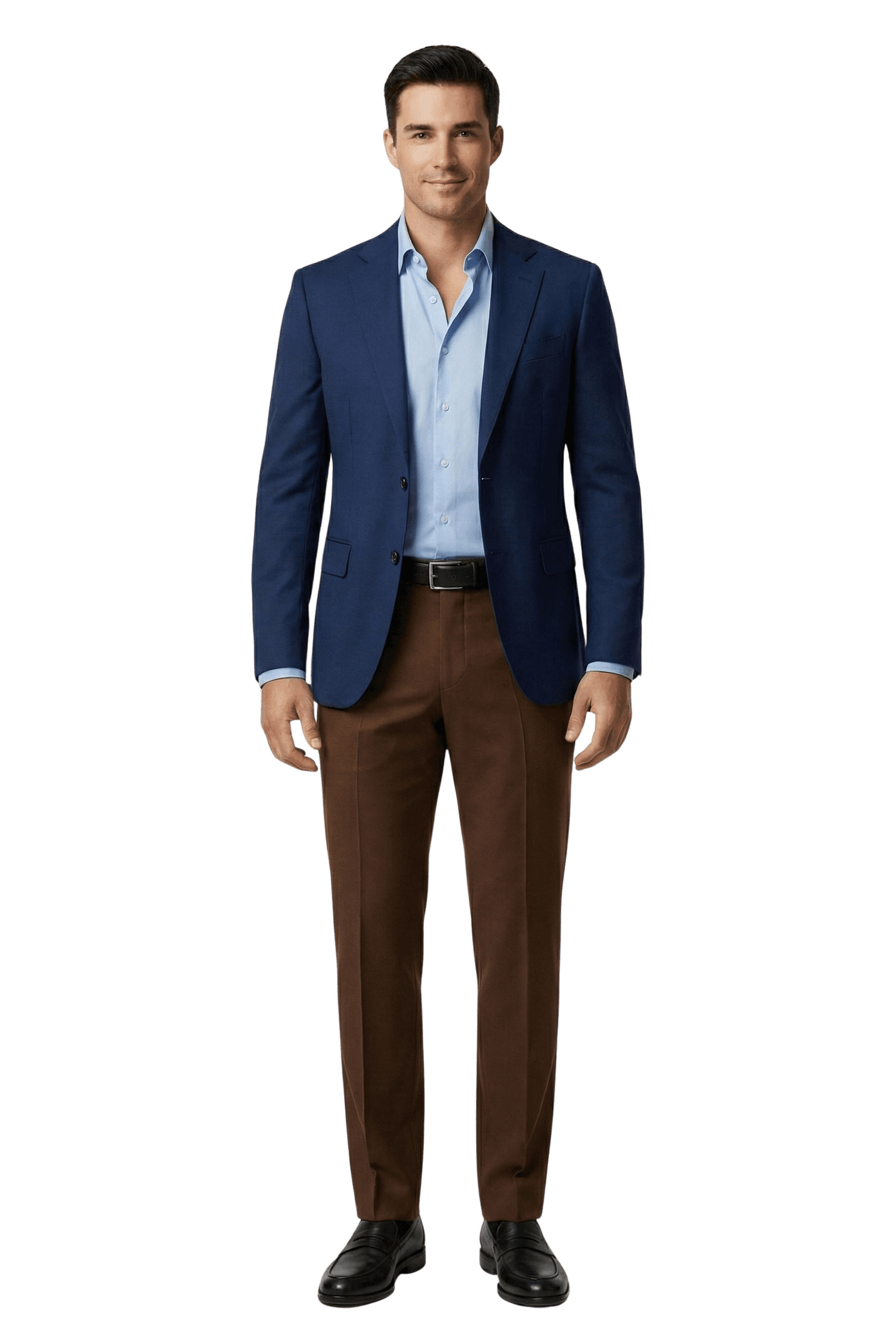 Male model in blue coat